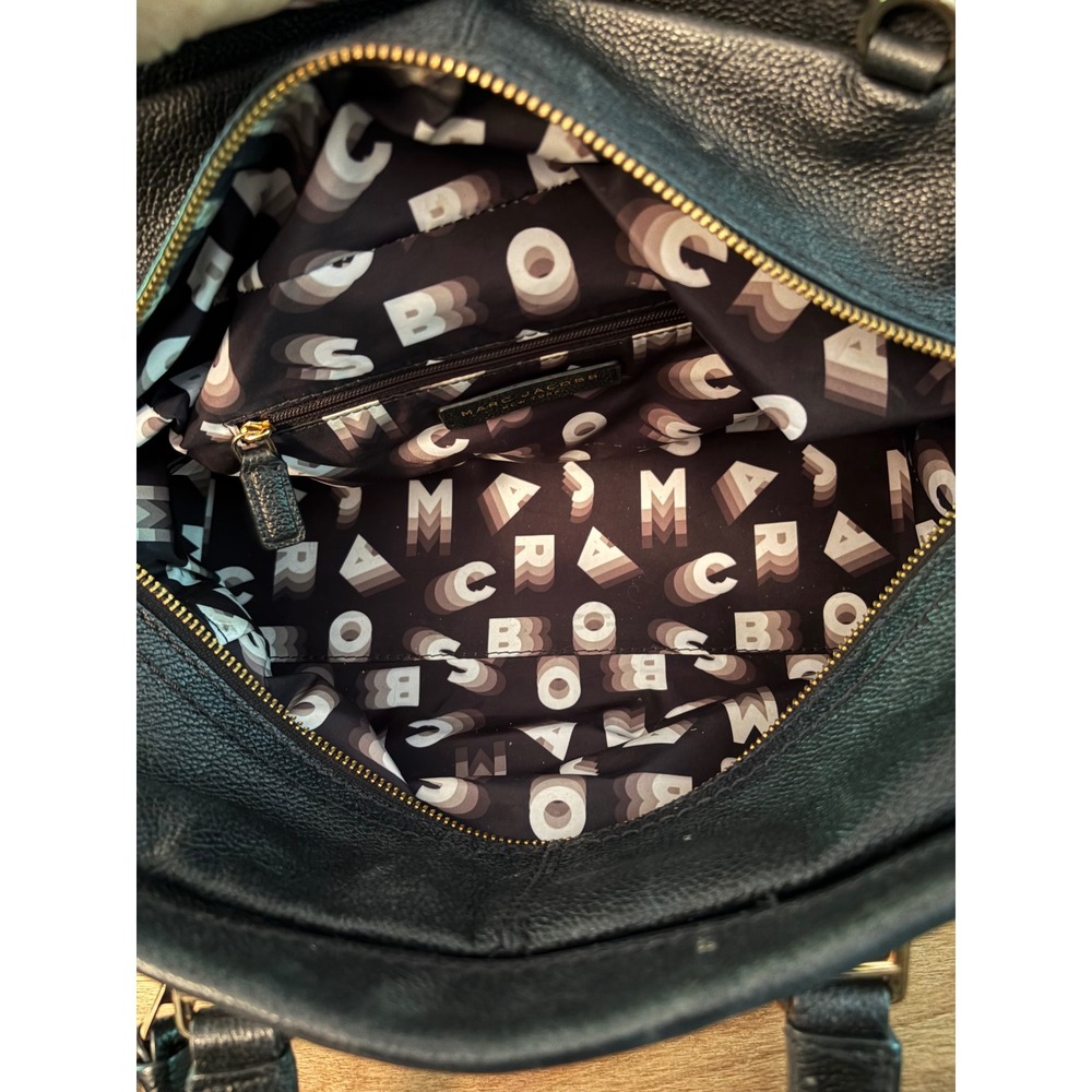 Marc Jacobs Black Leather Cruiser Satchel Bag with Crossbody Strap EUC - Picture 8 of 9